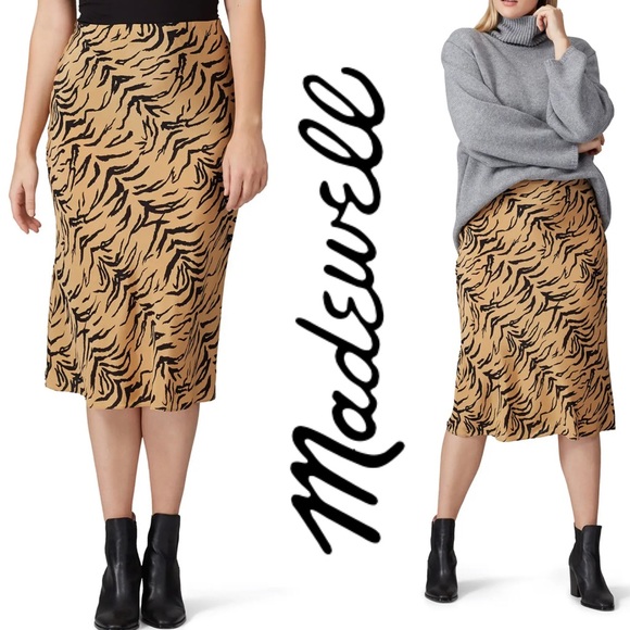 Madewell Dresses & Skirts - NWT Madewell Silk Midi Slip Skirt in Tiger Stripe
